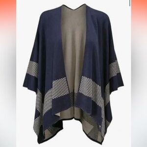 Cabi-reversible wrap sweater-GUC-VGUC. Navy with grayish/tan